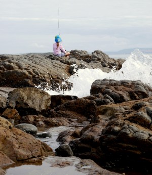 Fishing from the foreshore below the Beach Escape