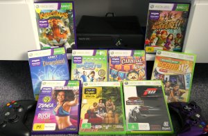 XBox 360 with a selection of games